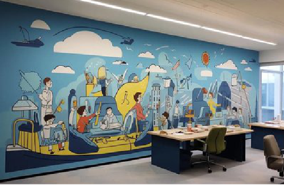 黄平办公室墙绘的特点。