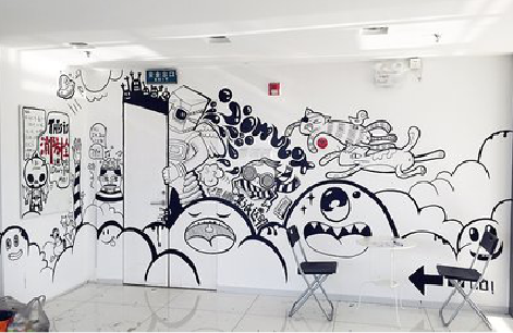 黄平手绘墙并非传统涂鸦。